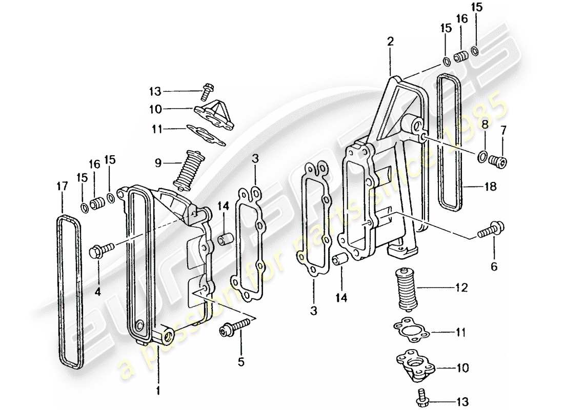 porsche 996 gt3 (2001) caja de cadena - tensor - diagrama de piezas de cadena