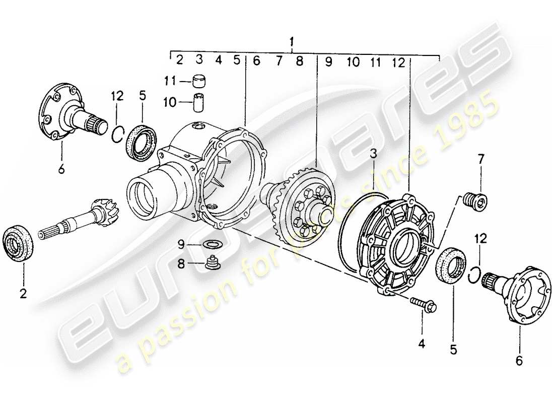 porsche 1994 (993) diferencial del eje delantero - - - d - mj 1995>> diagrama de piezas