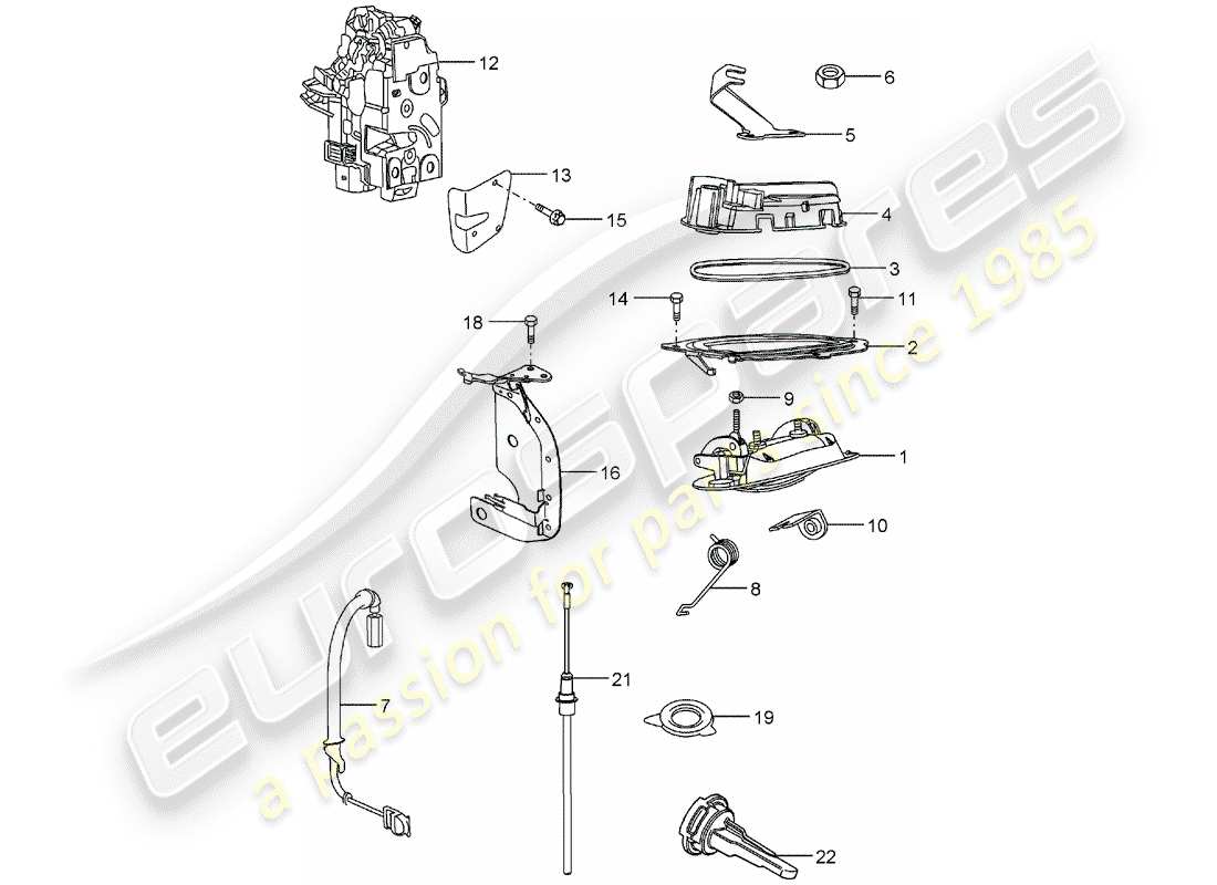 porsche 2004 (carrera gt) manija de puerta - pestillo de puerta diagrama de piezas