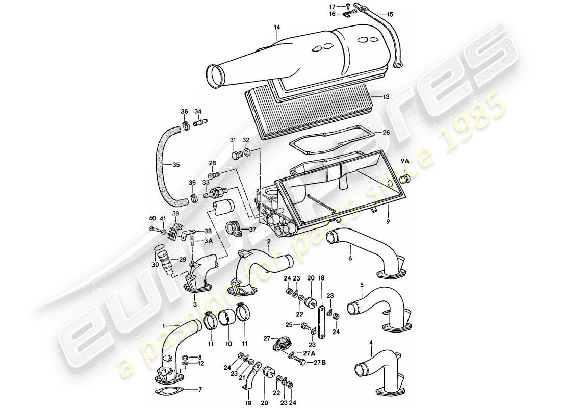 porsche 1981 (911) diagrama de piezas del limpiador de aire