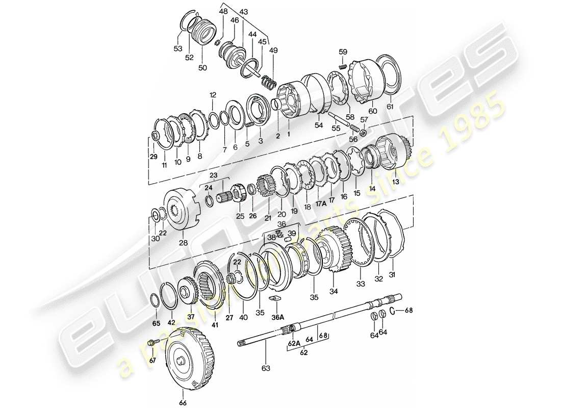porsche 1984 (944) piezas de transmisión - transmisión automática diagrama de piezas