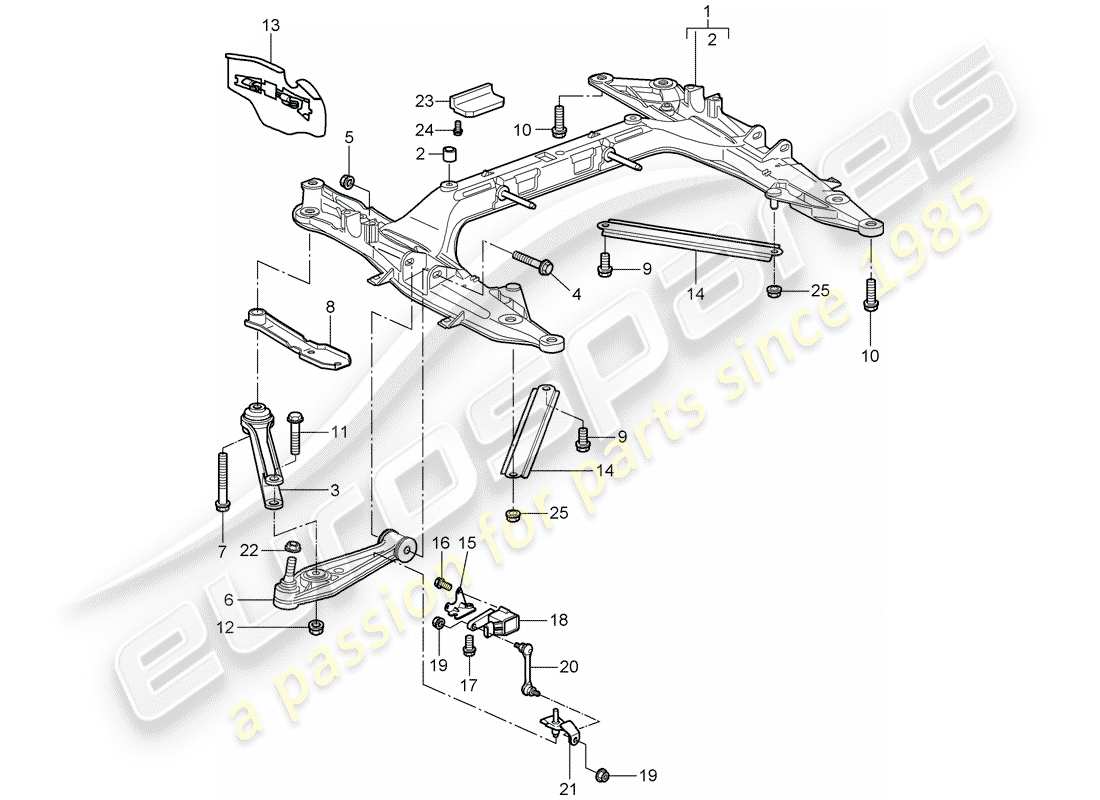 porsche 2005 (997-1) travesaño diagrama de piezas