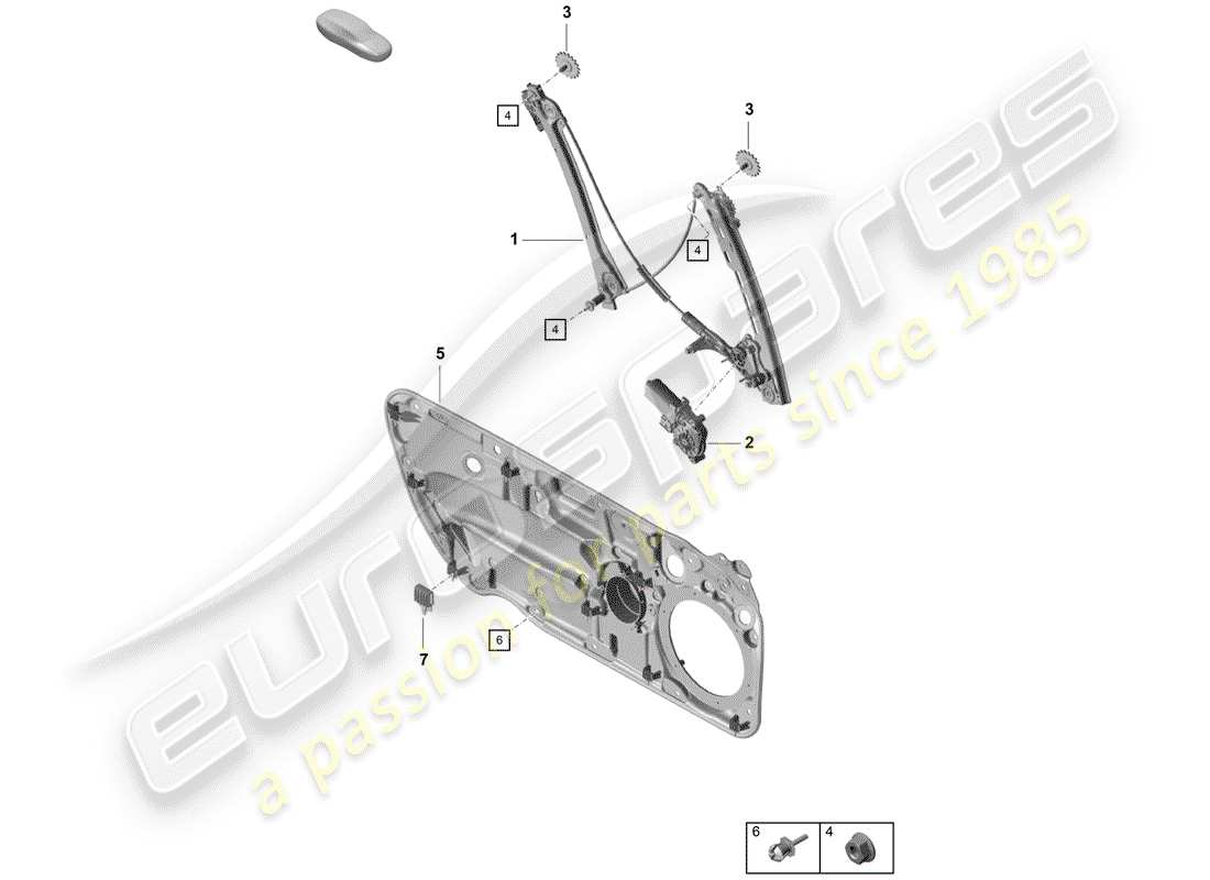 porsche 2020 (718 boxster spyder) diagrama de pieza del regulador de ventana