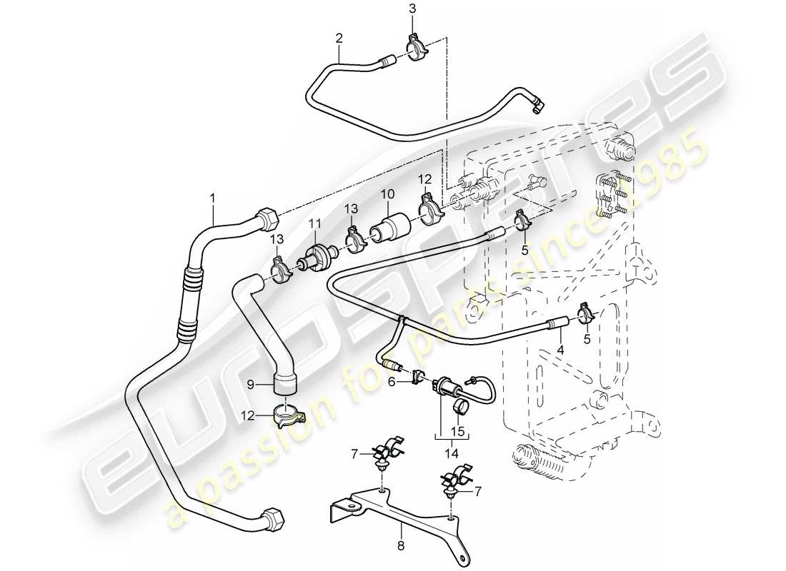 porsche 2007 (997-1 gt3) líneas diagrama de piezas