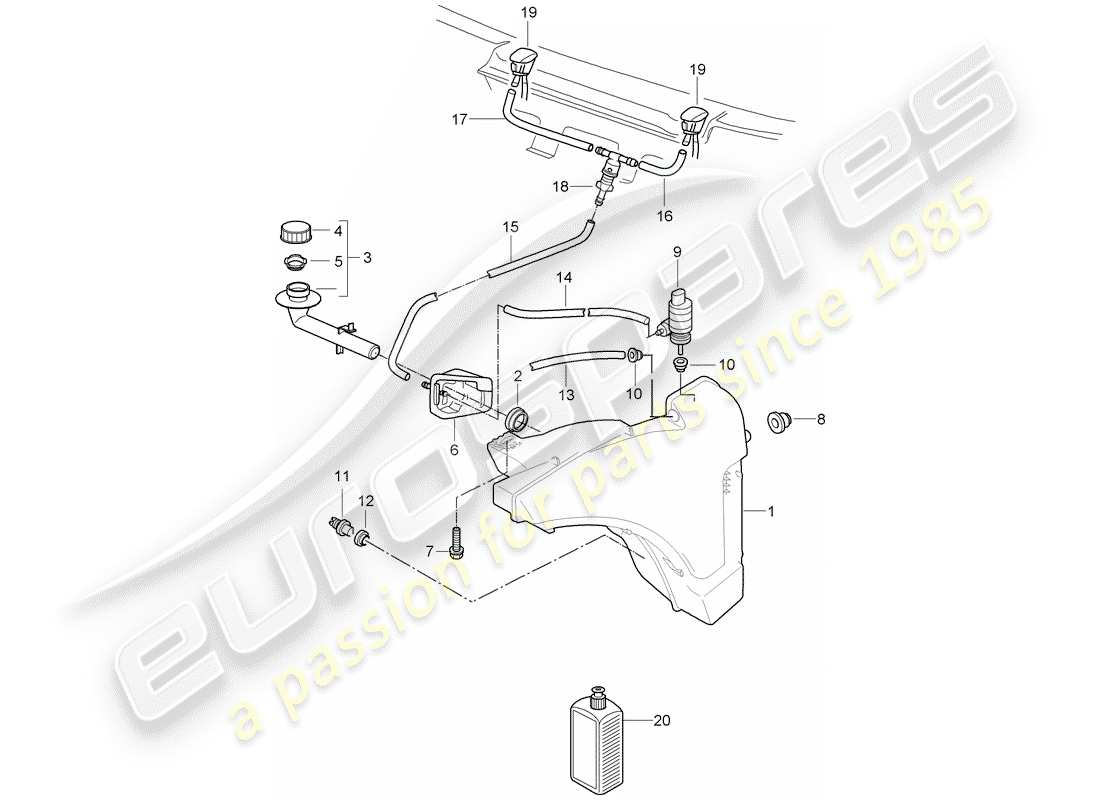 porsche 2011 (997-2) windshield washer unit diagrama de piezas