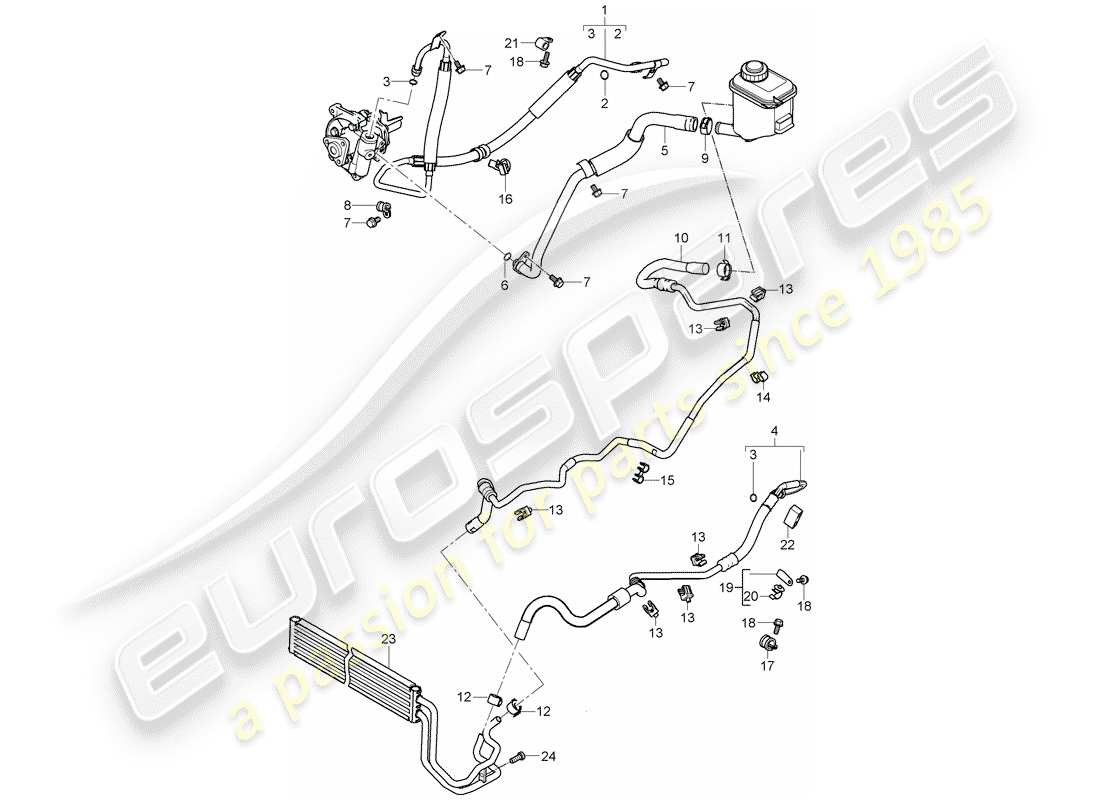 porsche 2010 (cayenne e1 9pa) dirección asistida diagrama de piezas