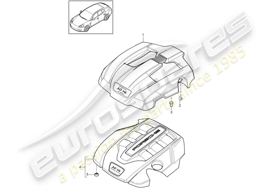 porsche 2010 (cayenne e1 9pa) cubierta del motor diagrama de piezas