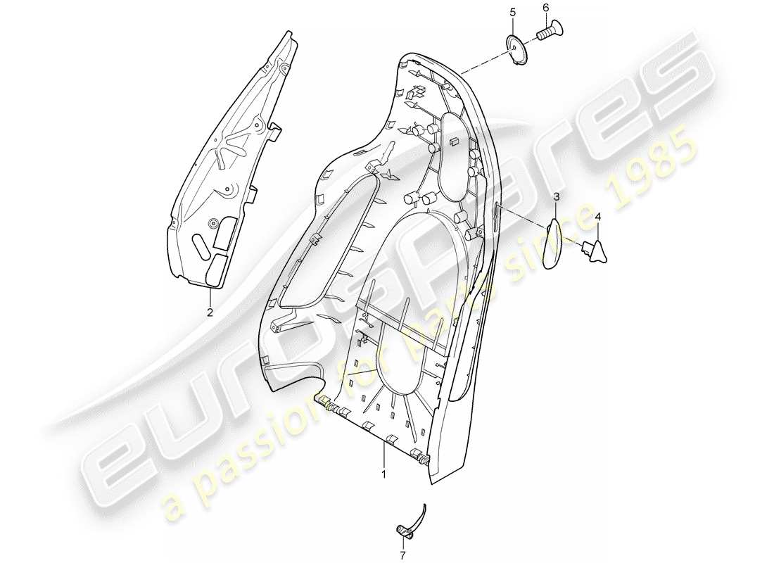 porsche 2009 (997-2 gt3) carcasa del respaldo diagrama de piezas