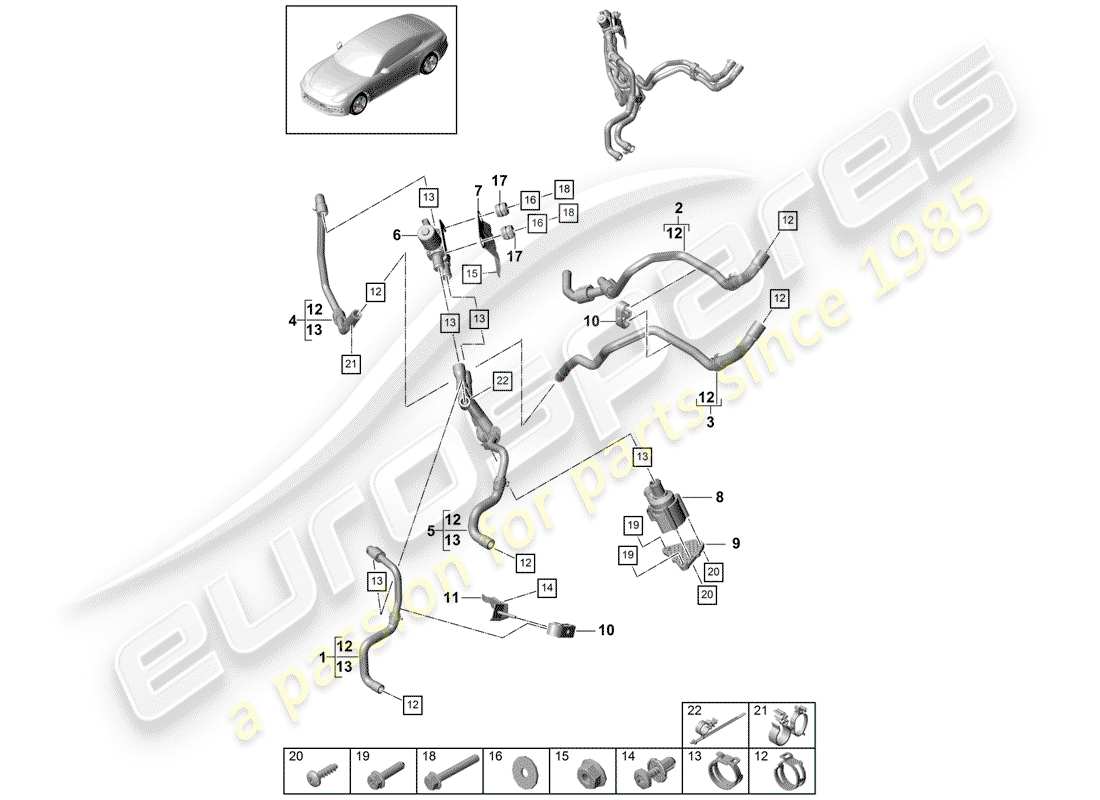 porsche 2017 (panamera 971-1) calentador diagrama de piezas