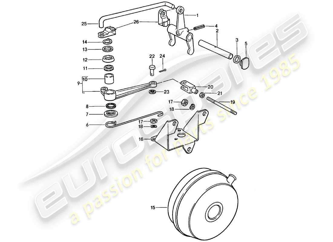 porsche 1979 (911) liberación del embrague - spm diagrama de piezas