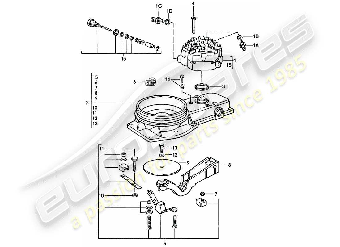porsche 1981 (911) unidad de control de mezcla diagrama de piezas