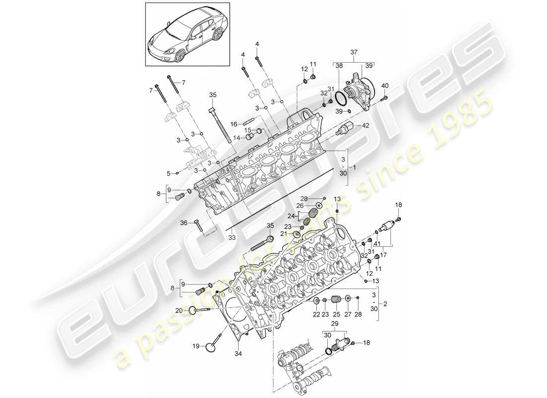 porsche 2015 (panamera 970) cabeza de cilindro diagrama de piezas