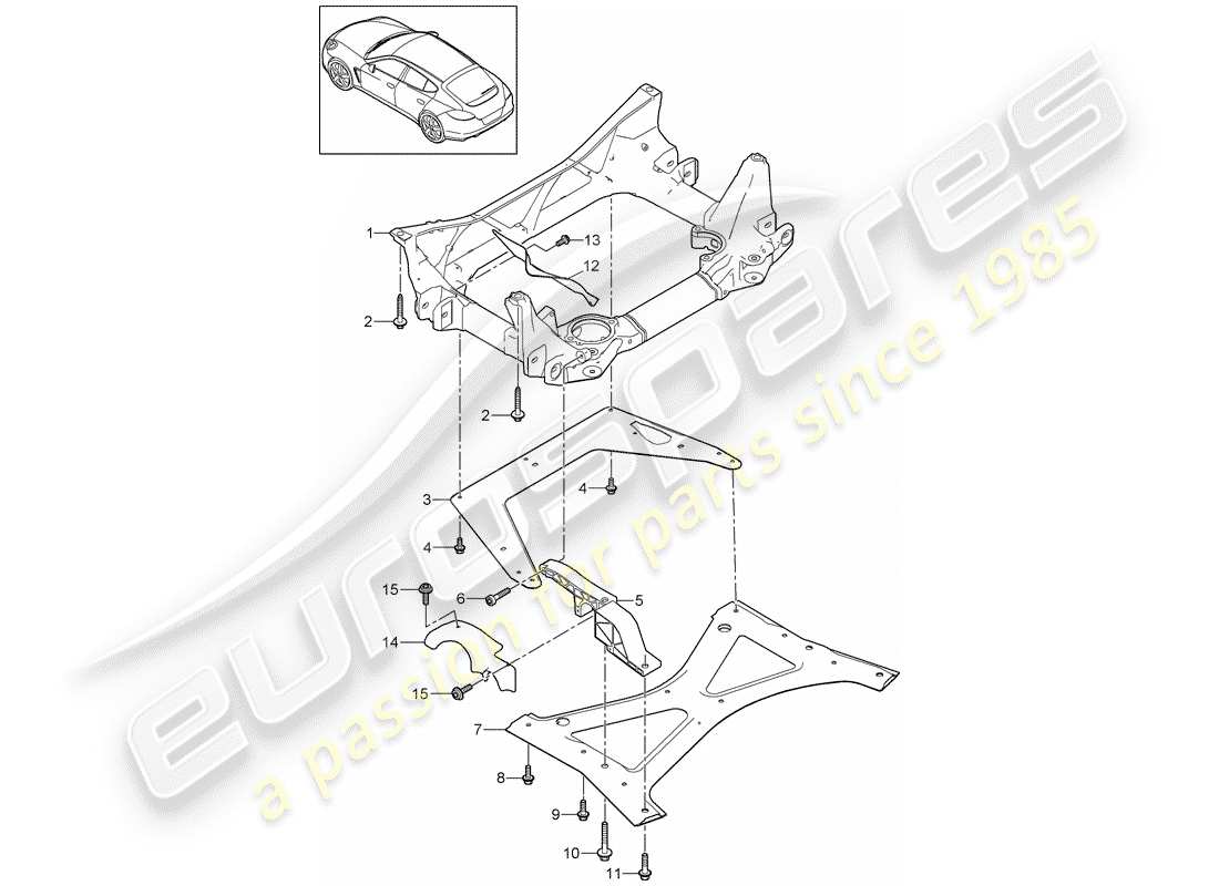 porsche 2014 (panamera 970) diagrama de piezas del submarco