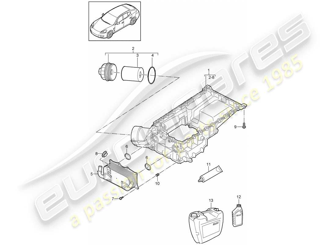 porsche 2011 (panamera 970) diagrama de piezas de la carcasa conductora de aceite