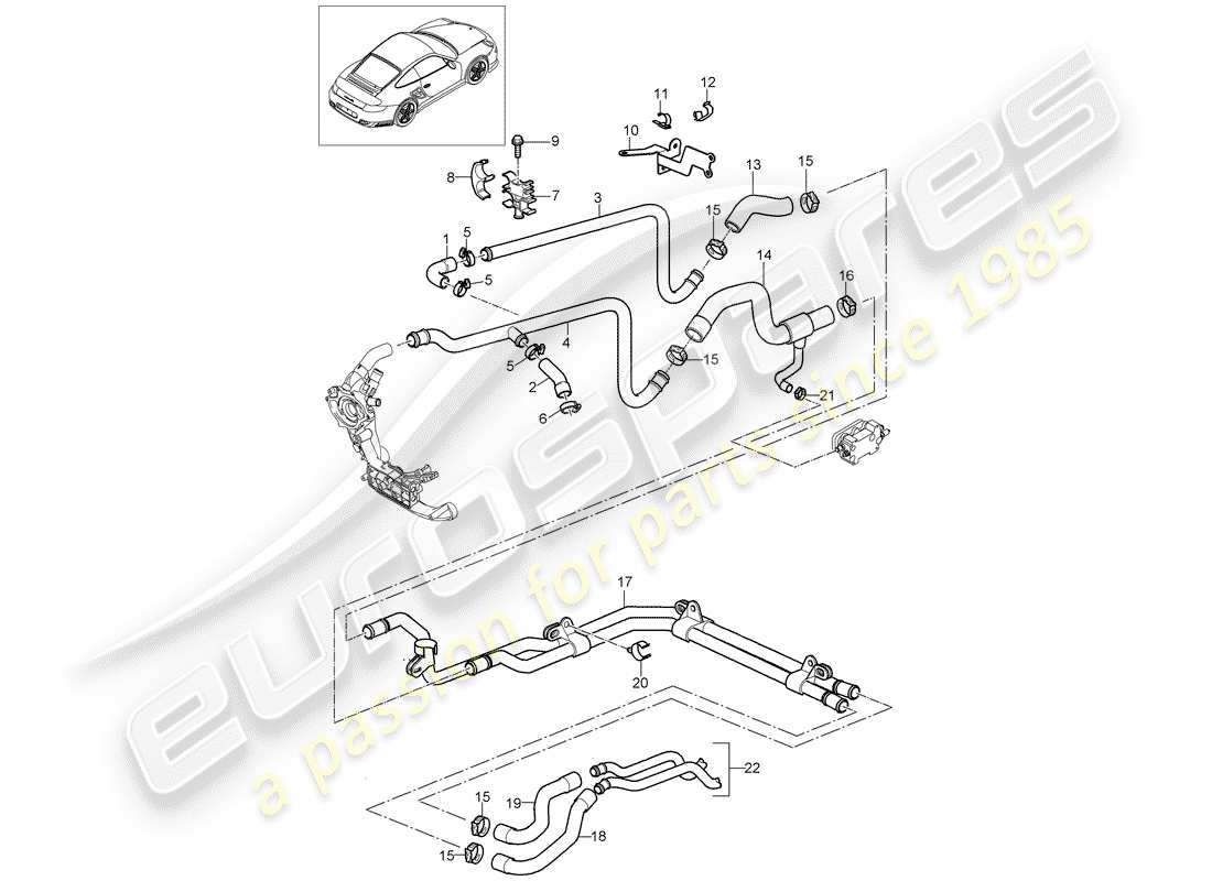 porsche 2009 997-2 turbo / gt2 diagrama de partes de líneas