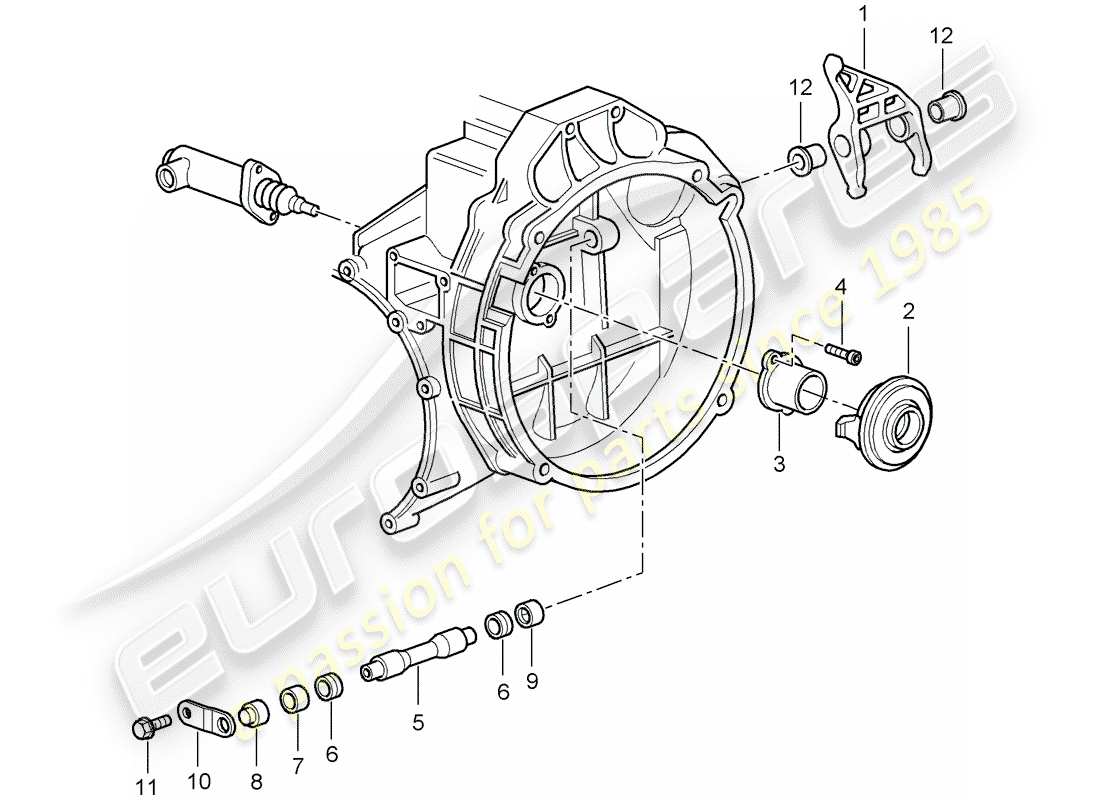 porsche 2009 997-2 turbo / gt2 liberación del embrague diagrama de piezas