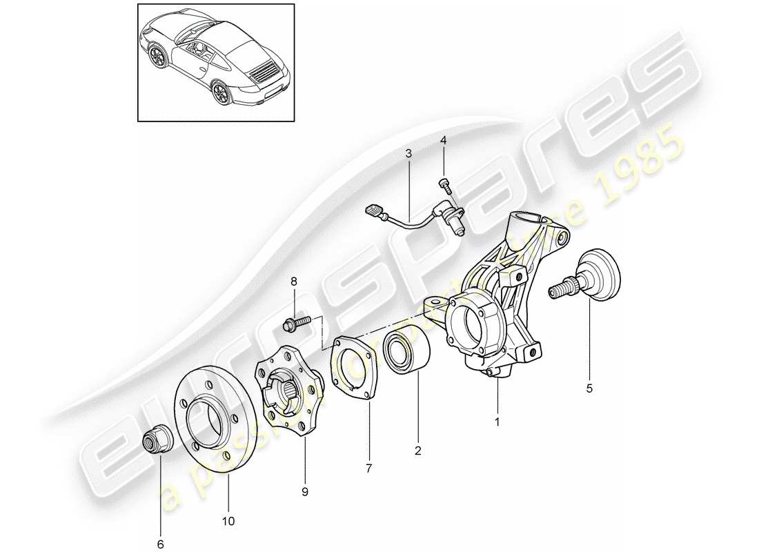 porsche 997 gen. 2 (2010) diagrama de piezas del portador de ruedas
