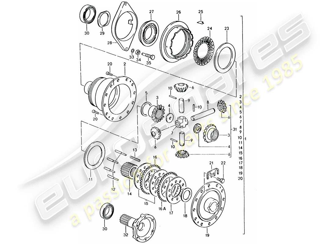 porsche 1994 (928) transmisión automática - porsche - diferencial de deslizamiento limitado diagrama de piezas