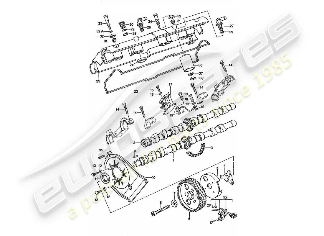 porsche 1994 (928) árbol de levas - juego de reparación para mantenimiento - ver ilustración: diagrama de piezas
