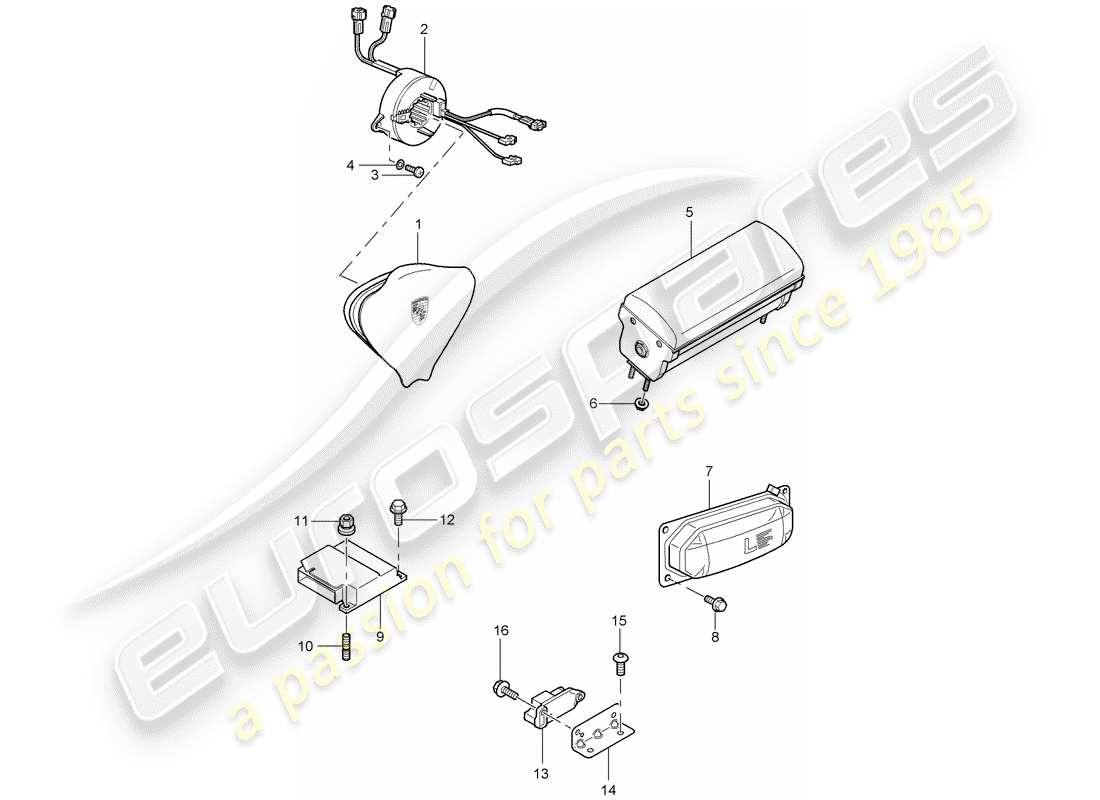 porsche carrera gt (2006) diagrama de piezas del airbag