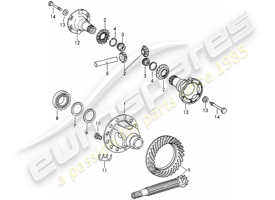 porsche 1966 (911/912) diferencial - - d - mj 1968>> - mj 1968 diagrama de piezas