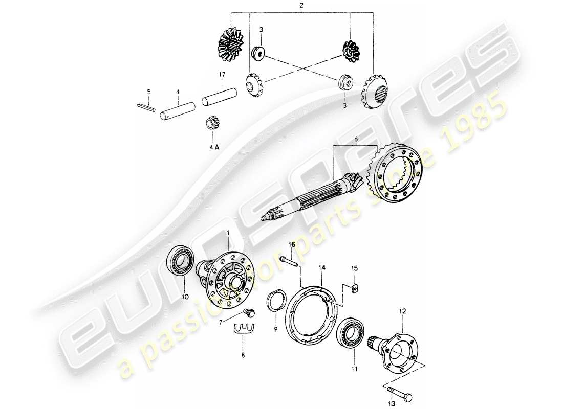 porsche 1990 (964) diferencial diagrama de piezas