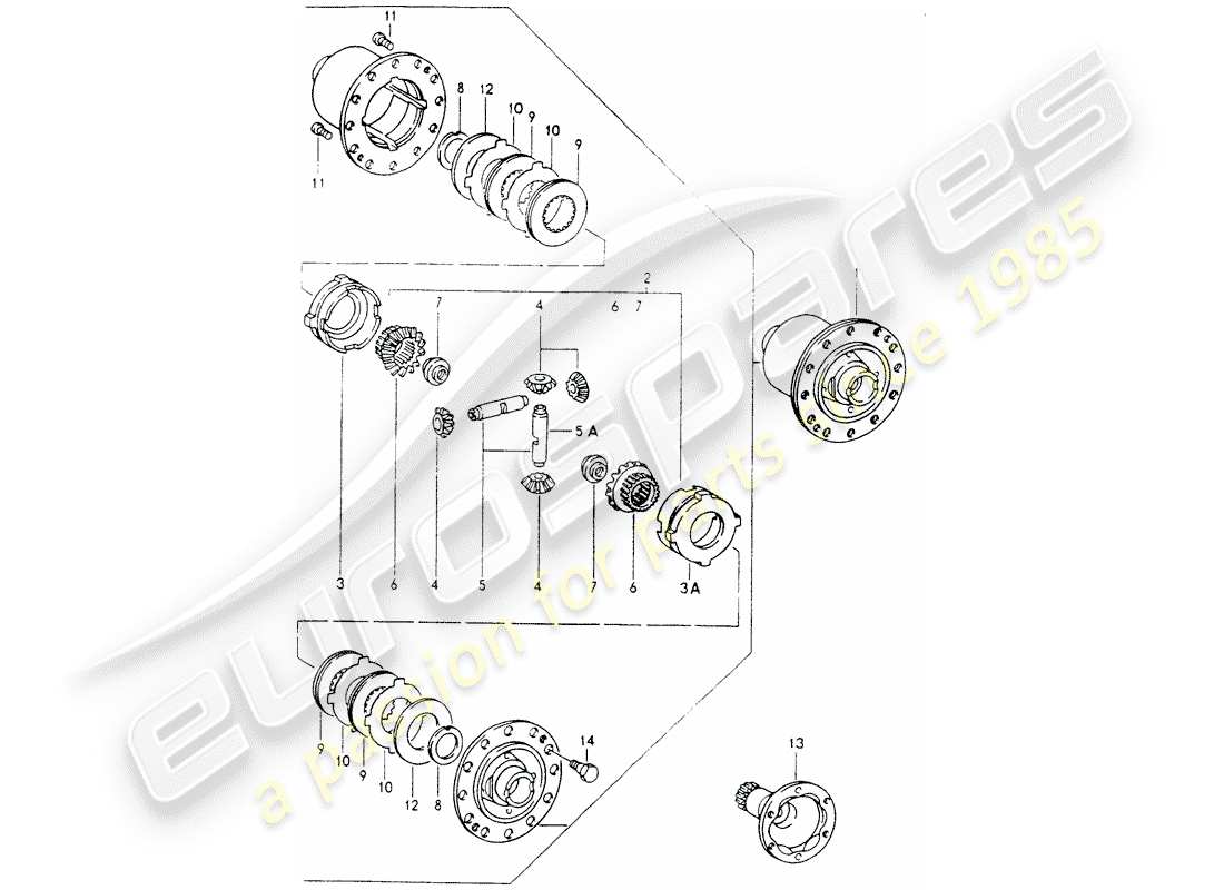 porsche 1994 (964) diferencial de deslizamiento limitado diagrama de piezas