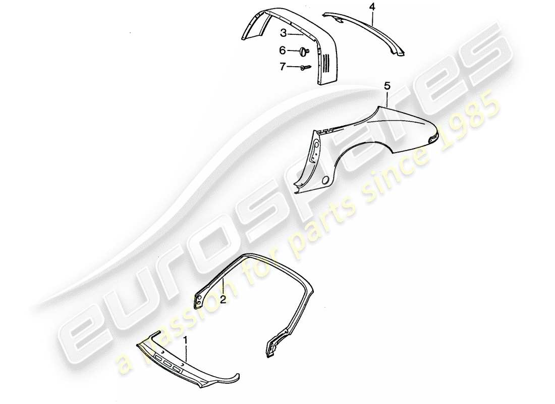 porsche 1977 (911) paneles exteriores - a medida uso material de taller diagrama de piezas