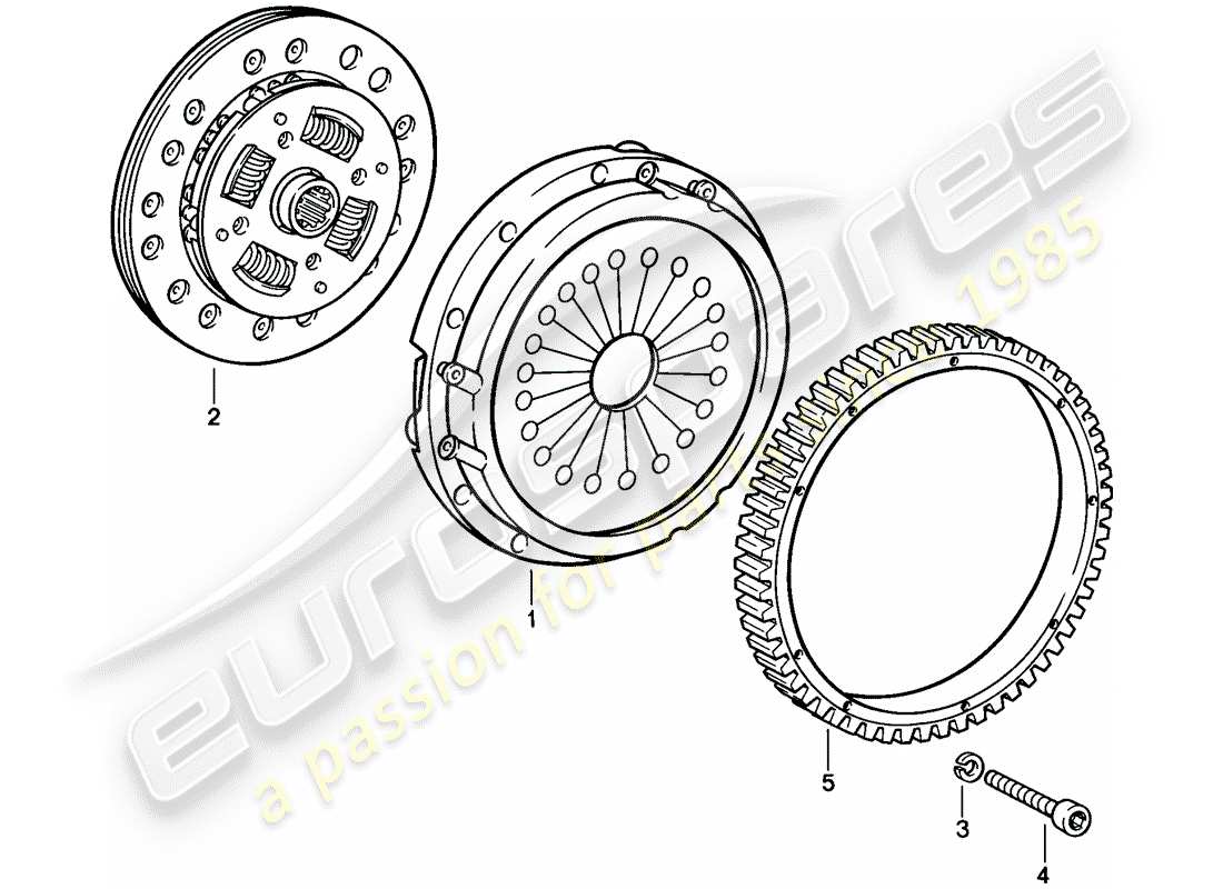 porsche 1986 (911) embrague diagrama de piezas