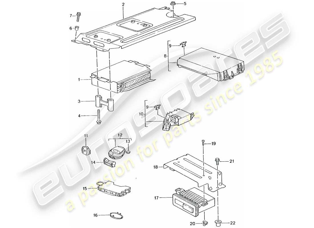 porsche 2000 (996) unidades de control diagrama de piezas
