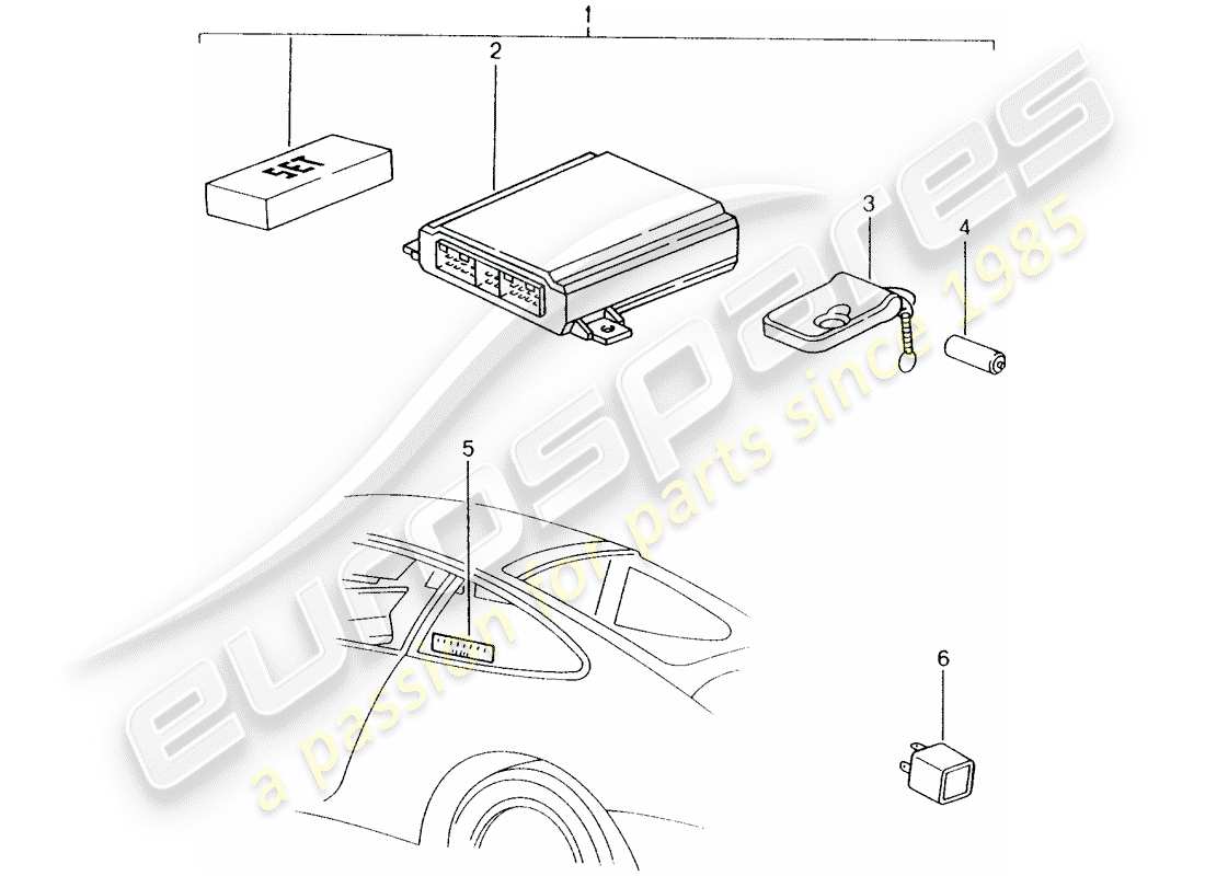 porsche 2000 (tequipment) sistema de alarmas diagrama de piezas