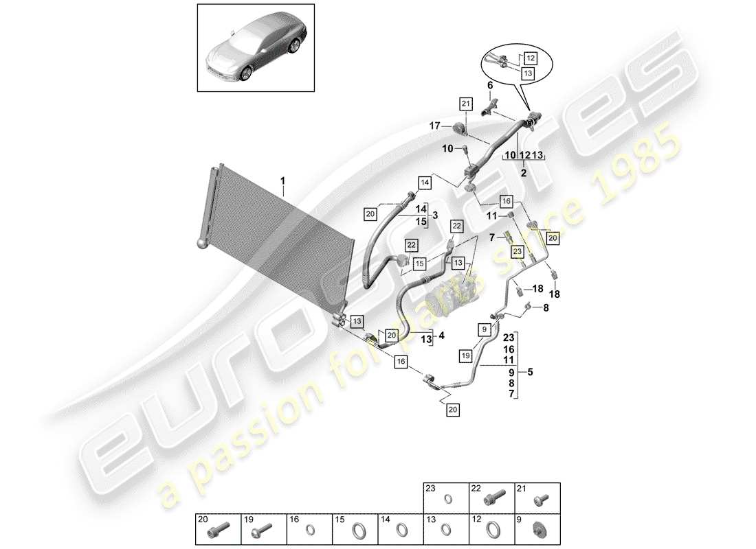 porsche 2020 (panamera 971-1) diagrama de piezas del circuito refrigerante