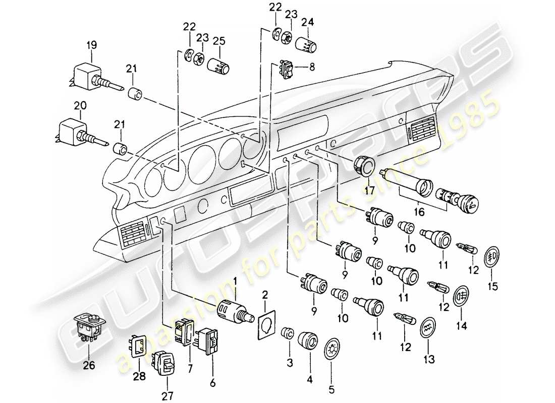 porsche 1995 (993) switch diagrama de piezas