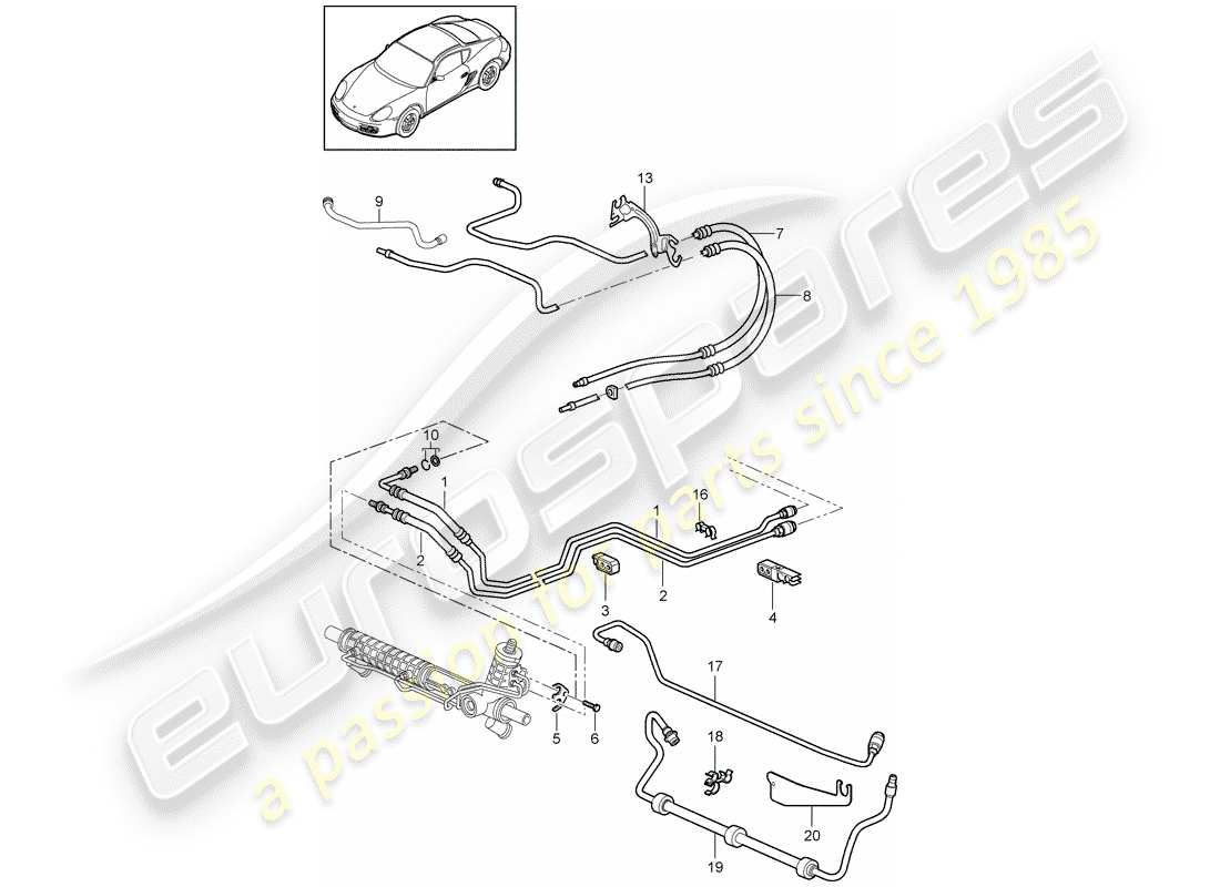 porsche 2011 (987 cayman) dirección asistida diagrama de piezas