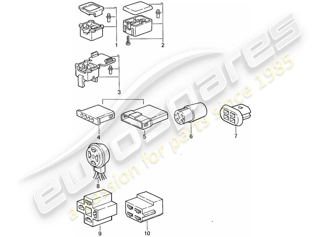 porsche 1986 (911) carcasa del conector diagrama de piezas