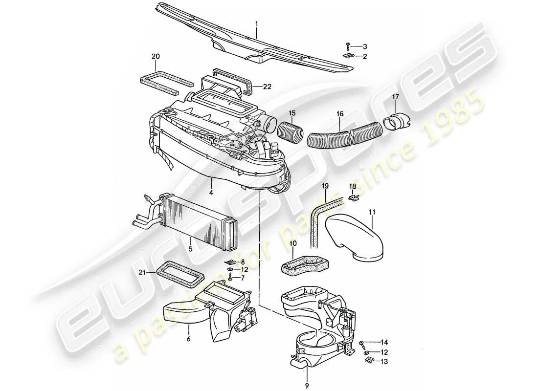 porsche 1988 (959) ventilación - sistema de calefacción 1 diagrama de piezas