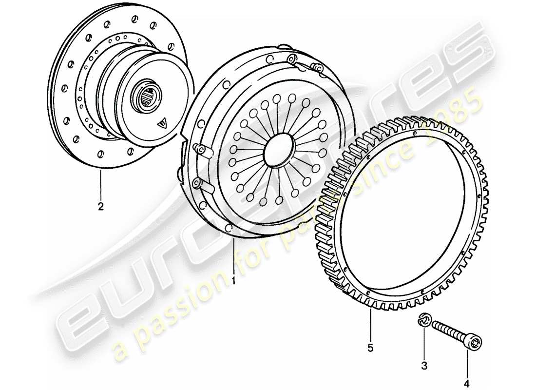 porsche 1987 (911) embrague diagrama de piezas