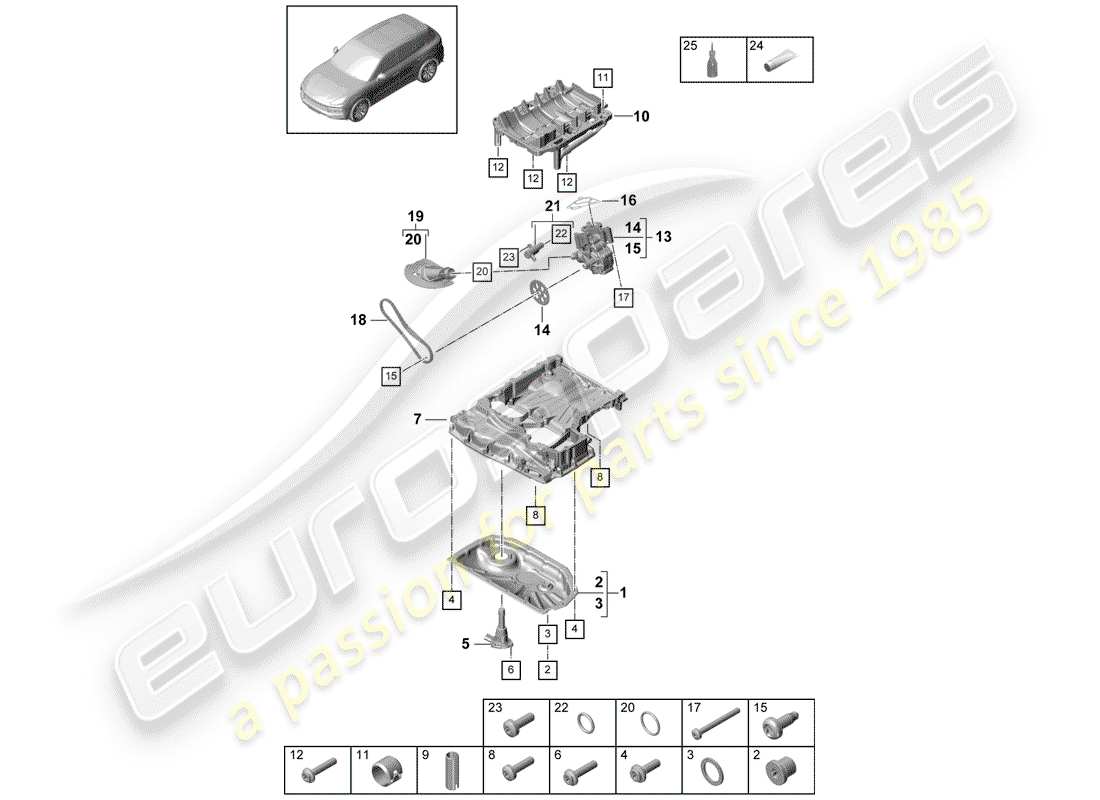 porsche 2019 (cayenne e3 9ya/9yb) oil-conducting housing diagrama de piezas