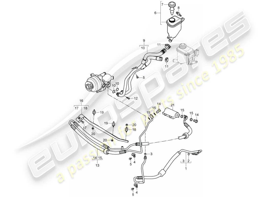 porsche 2008 (cayenne e1 9pa) dirección asistida diagrama de piezas