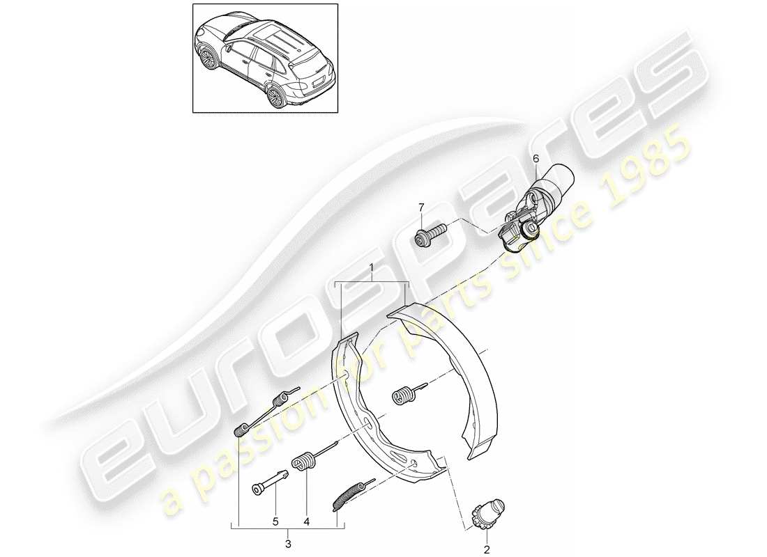 porsche 2015 (cayenne e2 92a) parking brake diagrama de piezas