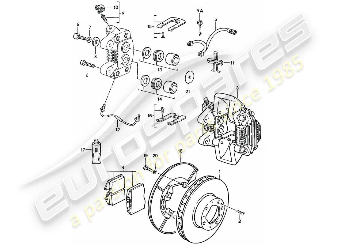 porsche 1991 (944) frenos de disco - eje trasero diagrama de piezas