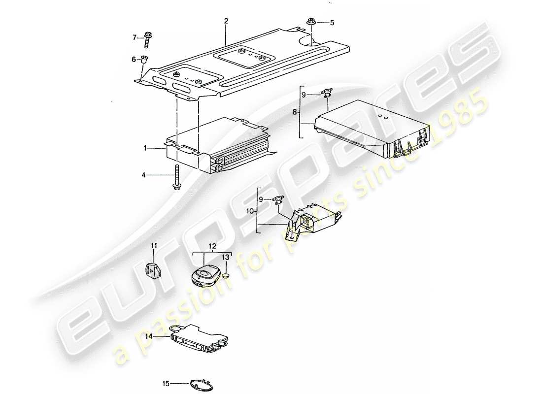 porsche 2003 (996 gt3) unidades de control diagrama de piezas