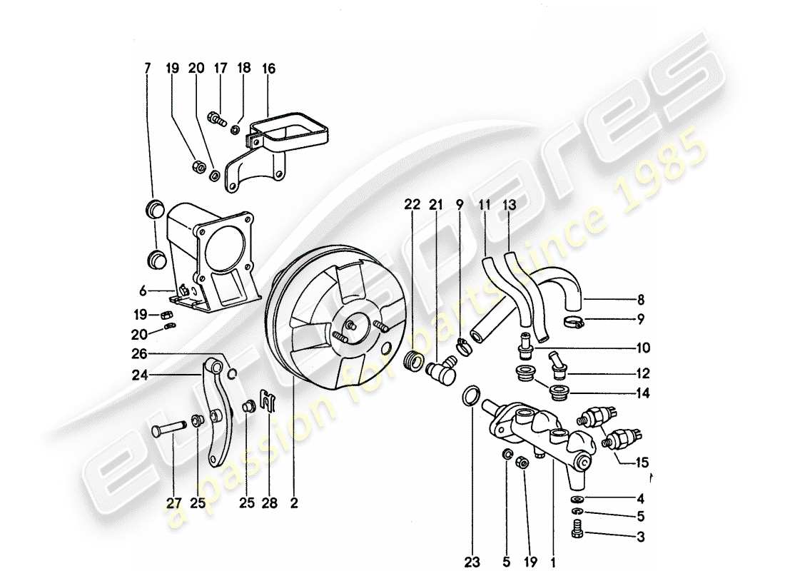 porsche 1977 (911) cilindro maestro de freno - para vehículos con - refuerzo de freno - d - mj 1977>> diagrama de piezas