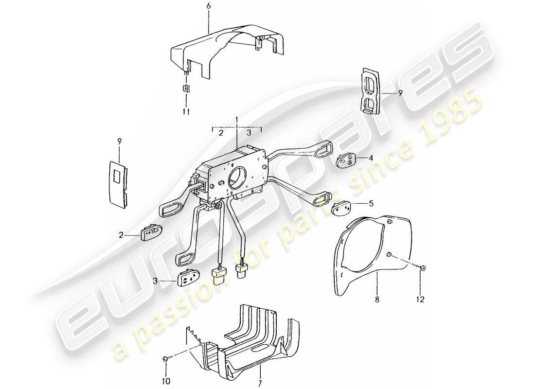porsche 2001 (996) interruptor de la columna de dirección diagrama de piezas