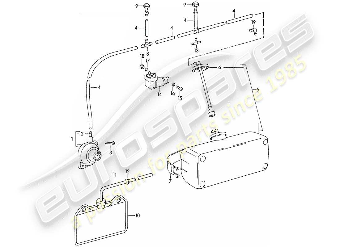 porsche 1962 (356b/356c) windshield washer unit diagrama de piezas