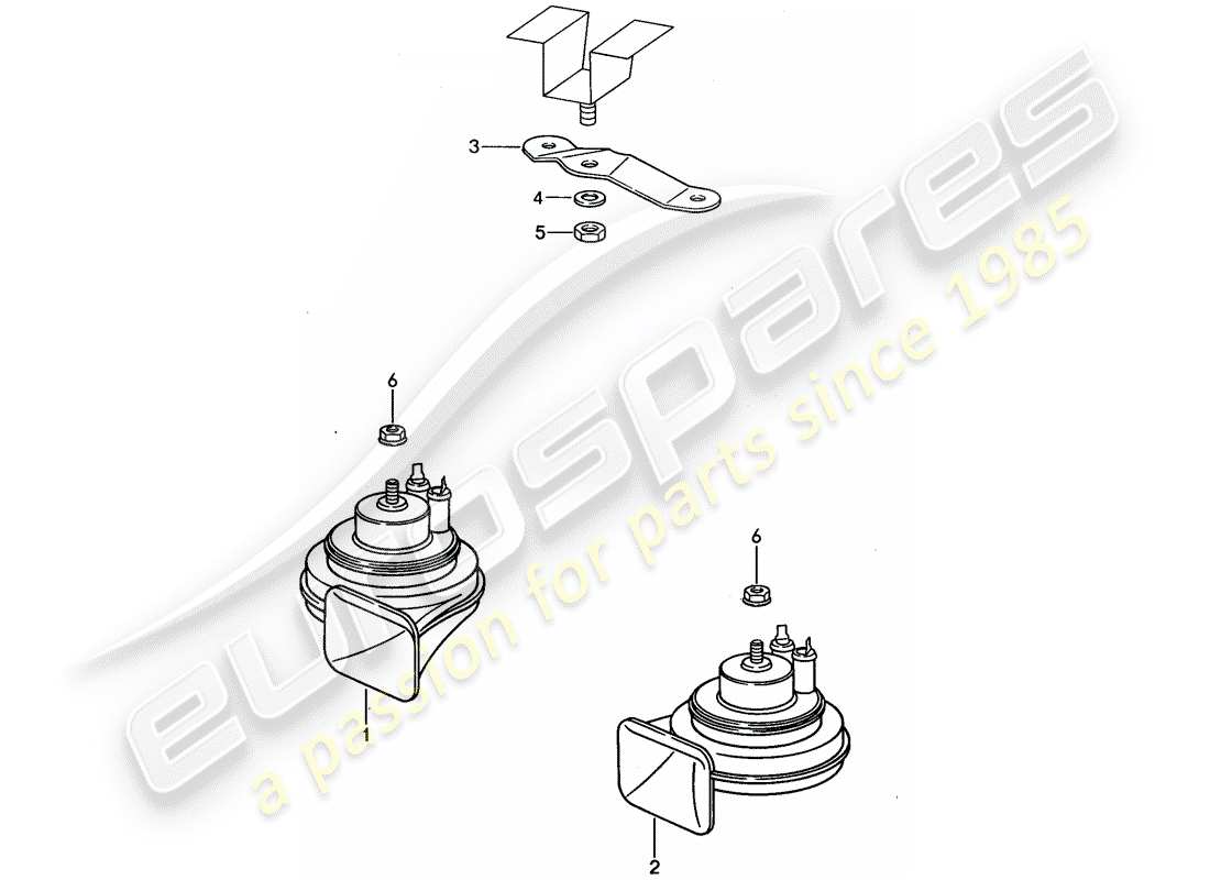 porsche 1993 (968) diagrama de piezas de la bocina