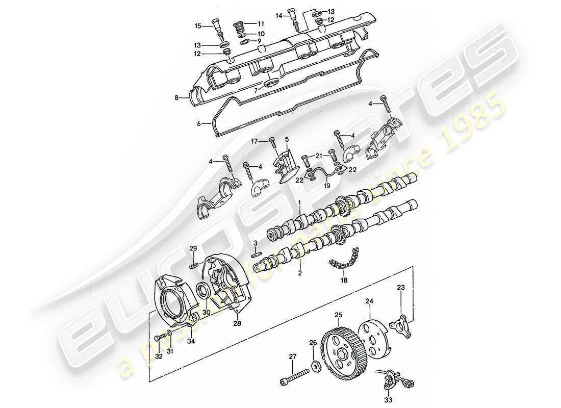 porsche 1991 (944) árbol de levas diagrama de piezas