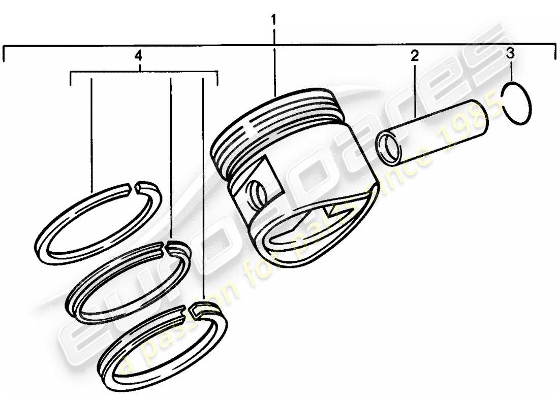 porsche 1983 (944) pistón - aros de pistón diagrama de piezas