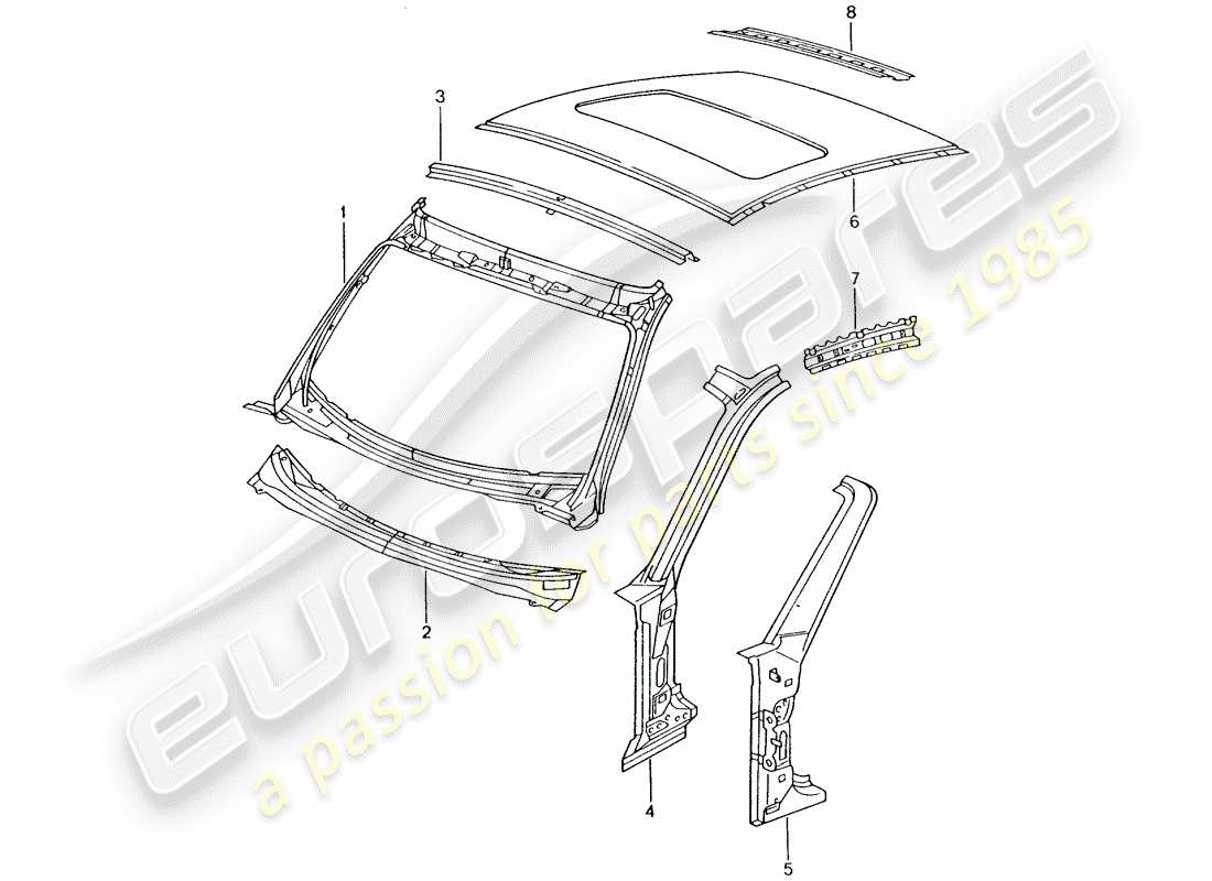 porsche 2003 (996 turbo / gt2) capucha diagrama de piezas