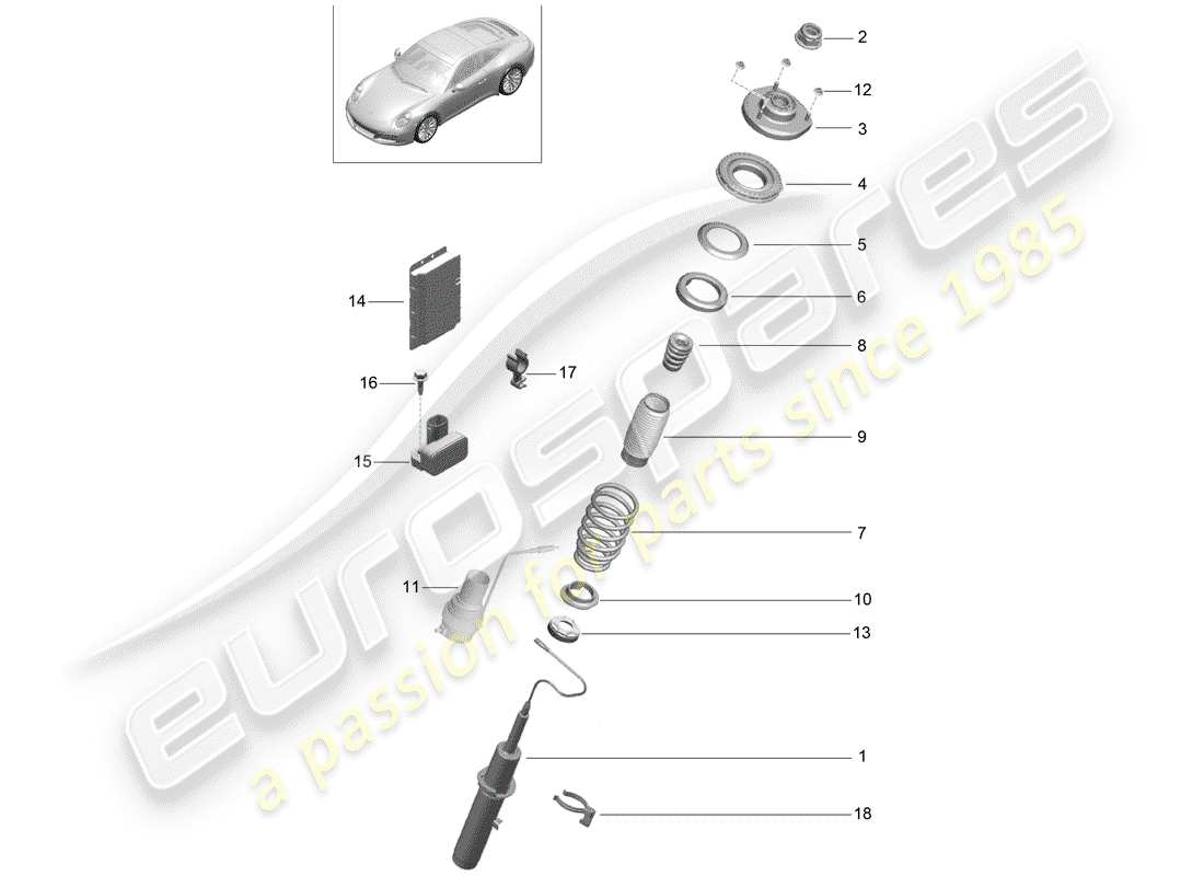 porsche 2017 (991-2) diagrama de piezas de suspensión